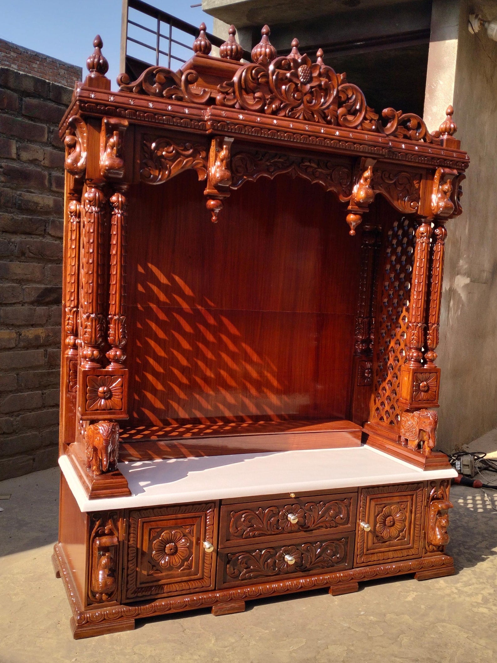 Solid Teak Wood Pooja Temple