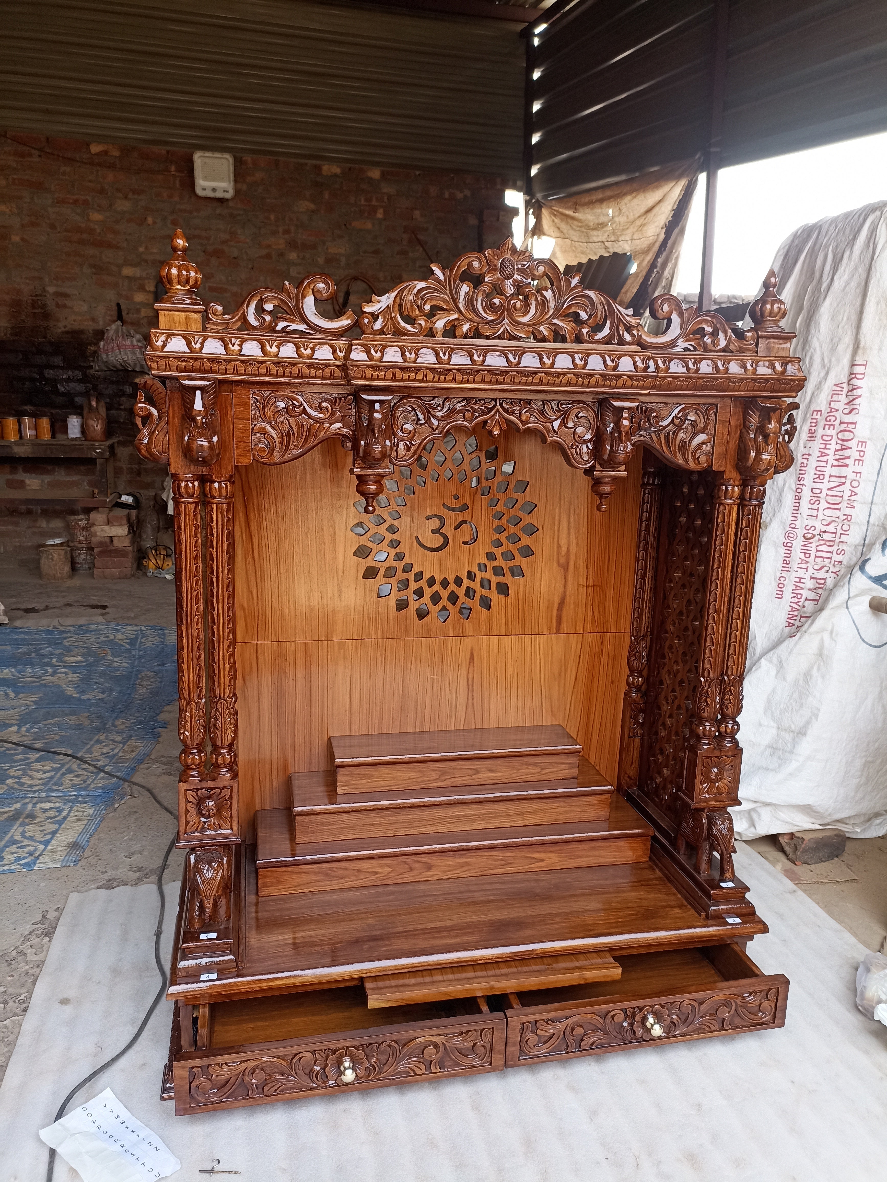 Teak Wood Pooja Mandir For Home