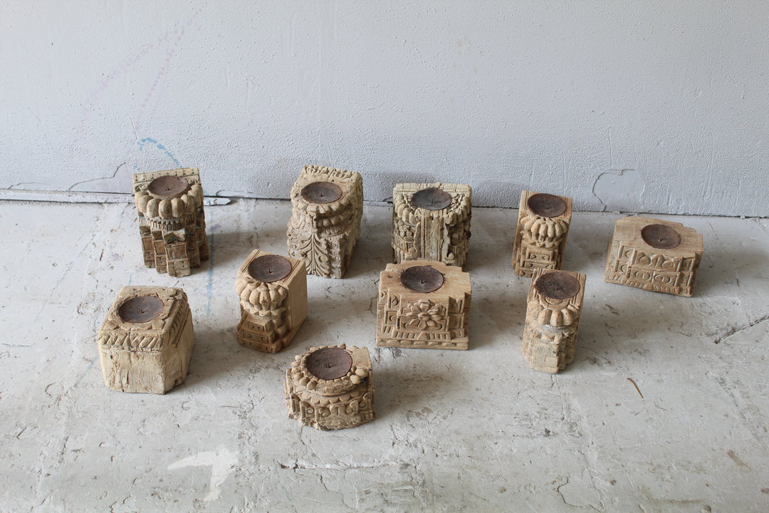 Cozy Hand-Painted Wooden Candle Stand