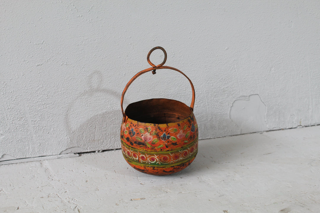 Vintage Hand Painted Iron Pot