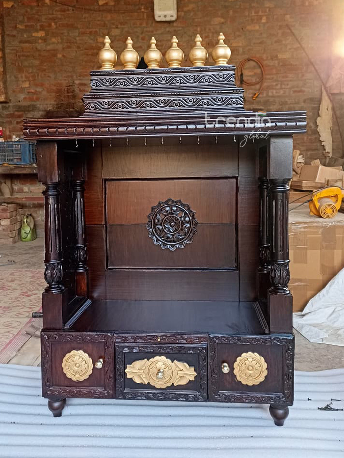 Handcrafted Teak Wood Mandir for Home