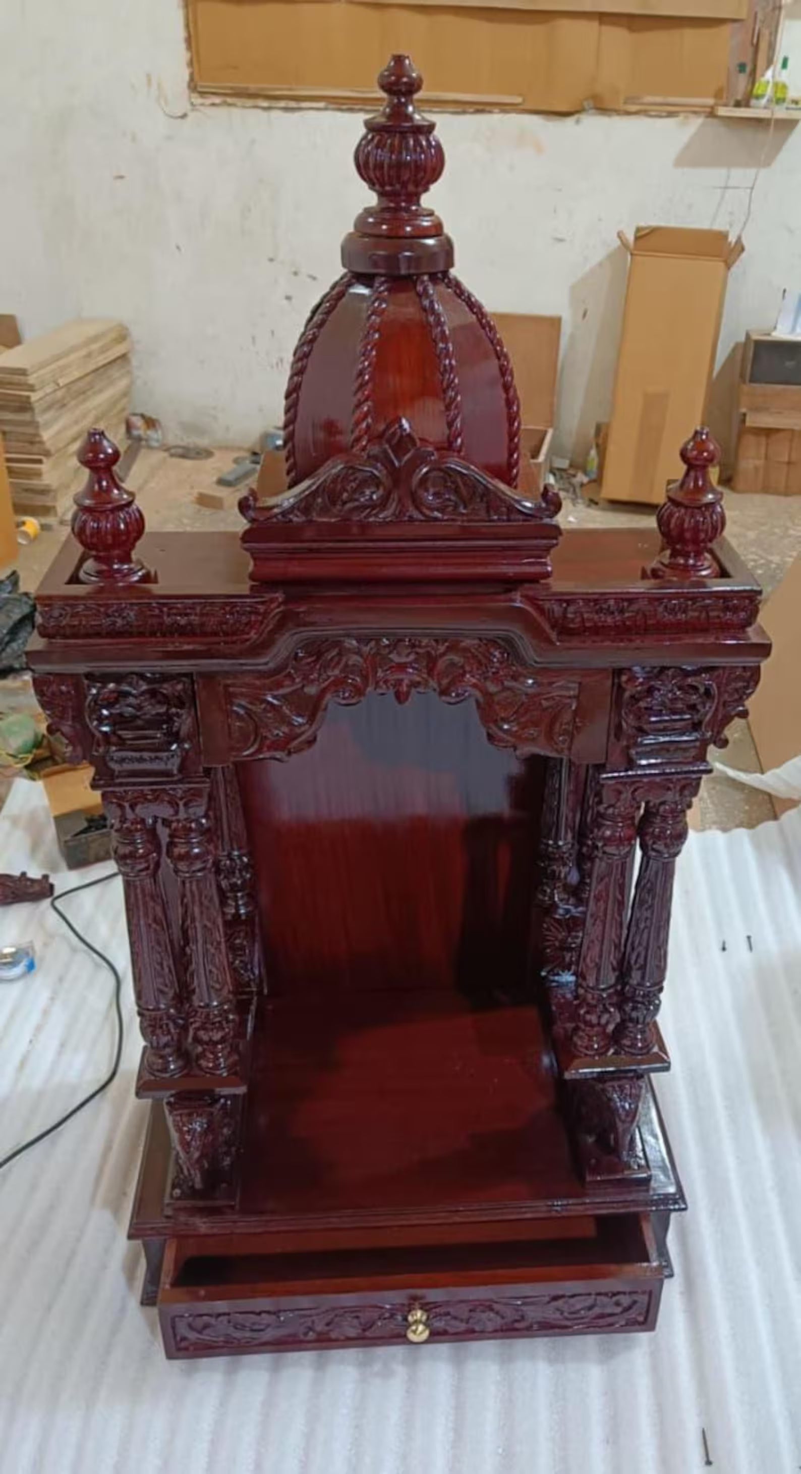 Handmade Teakwood Home Temple: Customizable, Hand-Carved Mandir