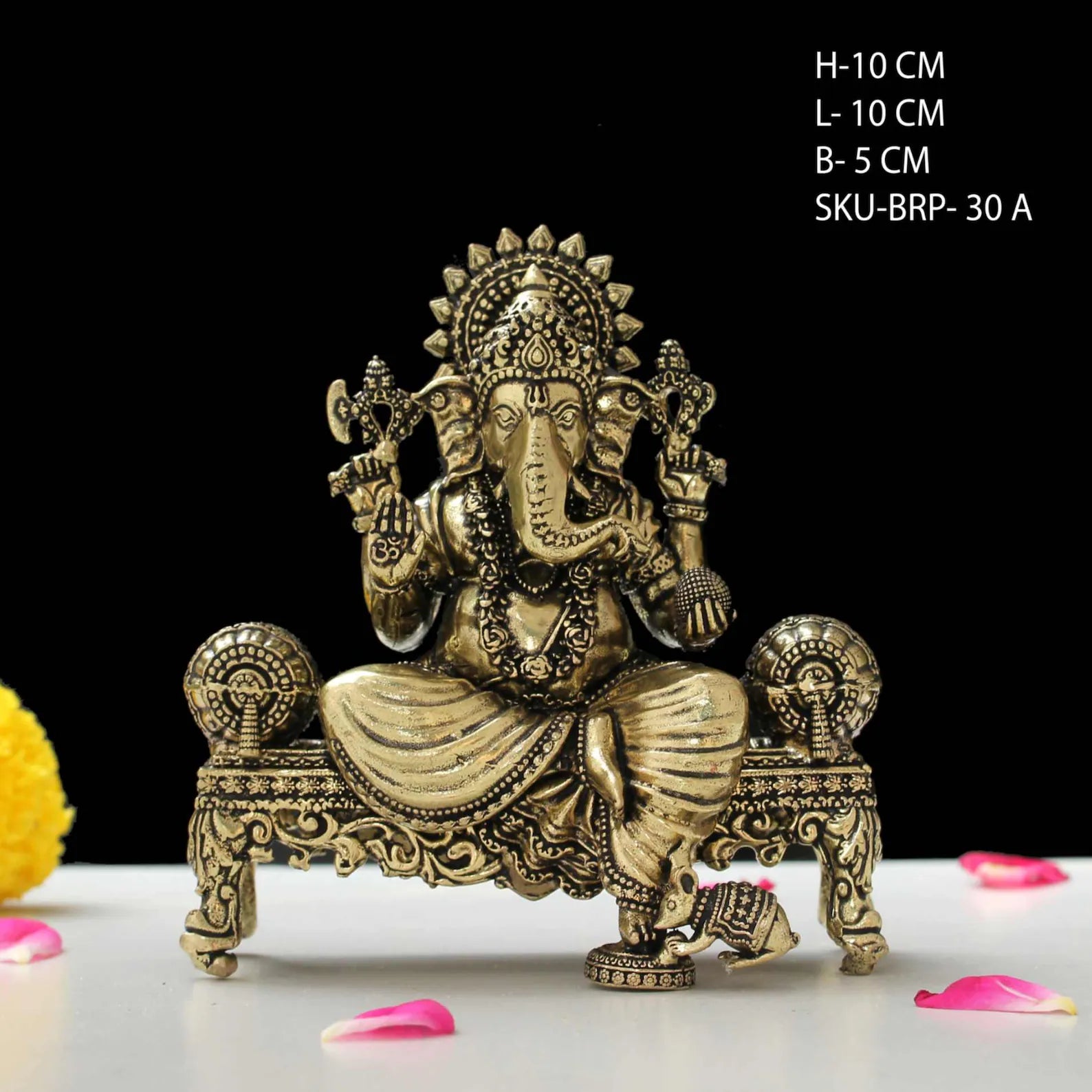 4 Inch Brass Ganesh on Sofa Idol (290 g)
