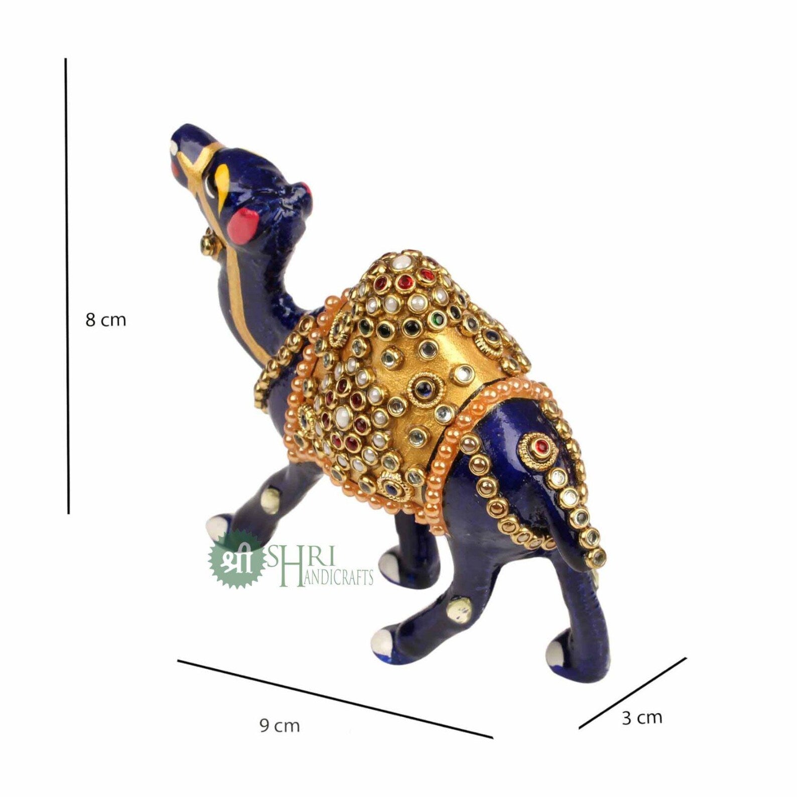 3 Inch Metal Camel Figurine with Jewellery Stone