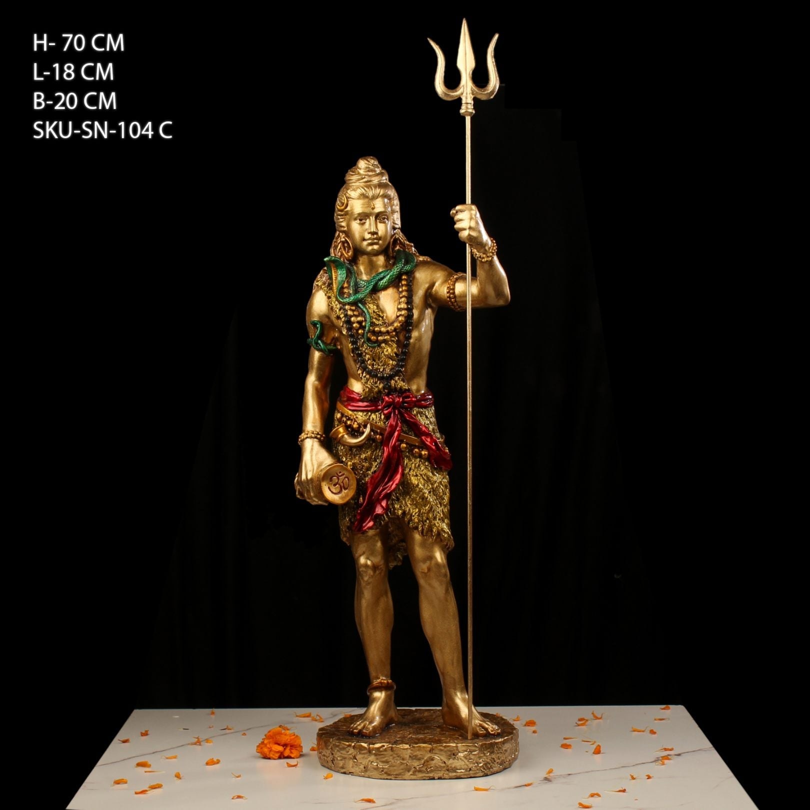 23" SHANKAR STANDING ON PAWATI COPPER PAINTING SN