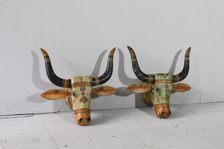 Antique-Inspired Mango Wood Cow Head