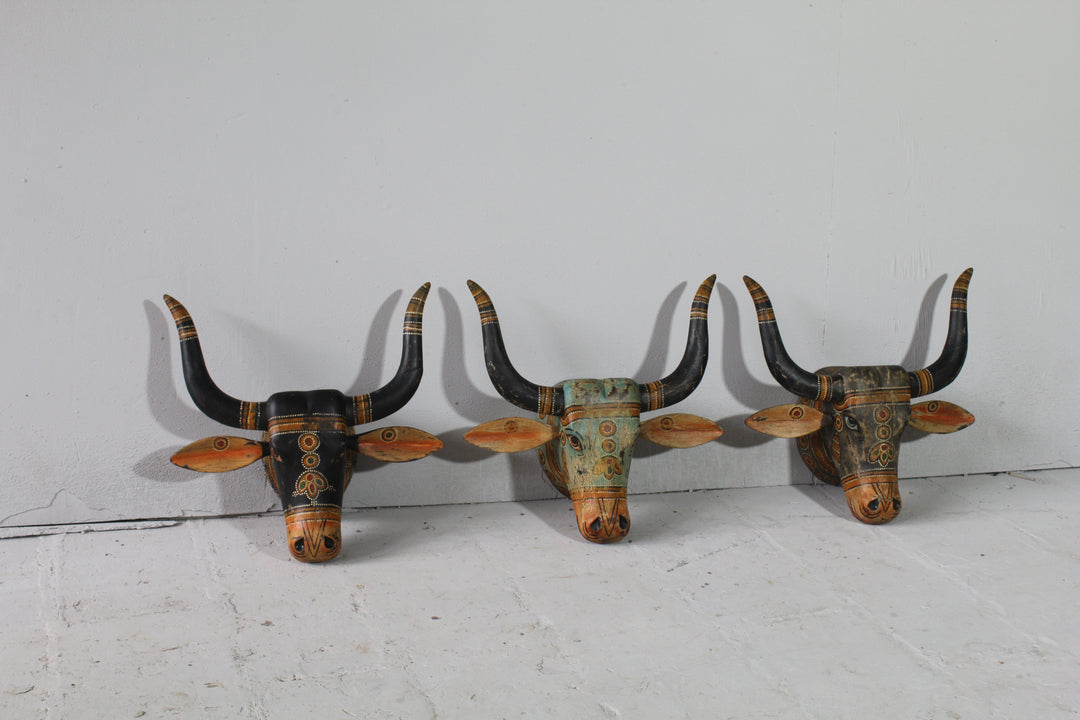 Antique-Inspired Mango Wood Cow Head