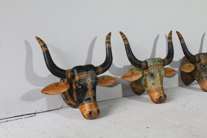 Antique-Inspired Mango Wood Cow Head