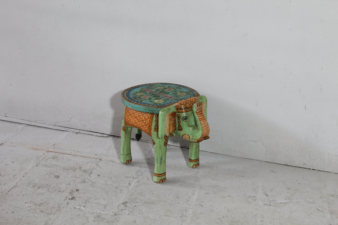 Hand-Painted Elephant Wooden Coffee Table