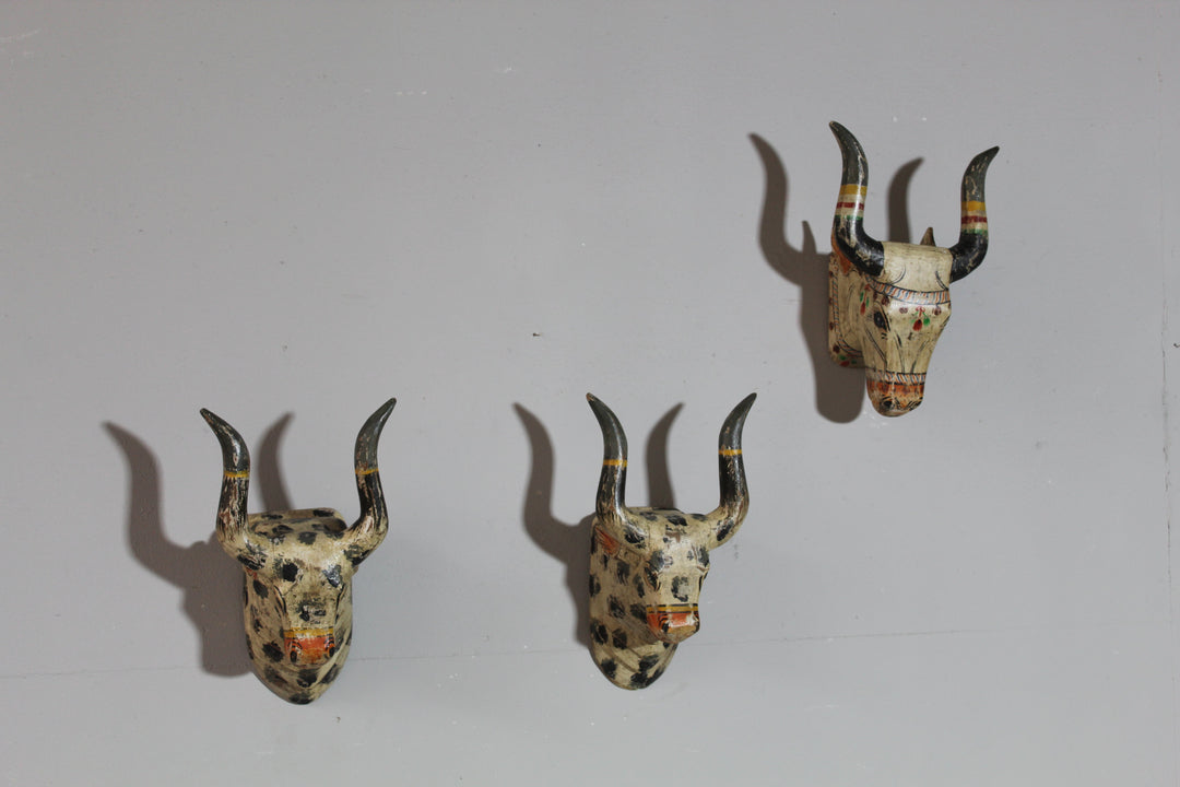 Hand-Painted Wooden Cow Head Wall Decor