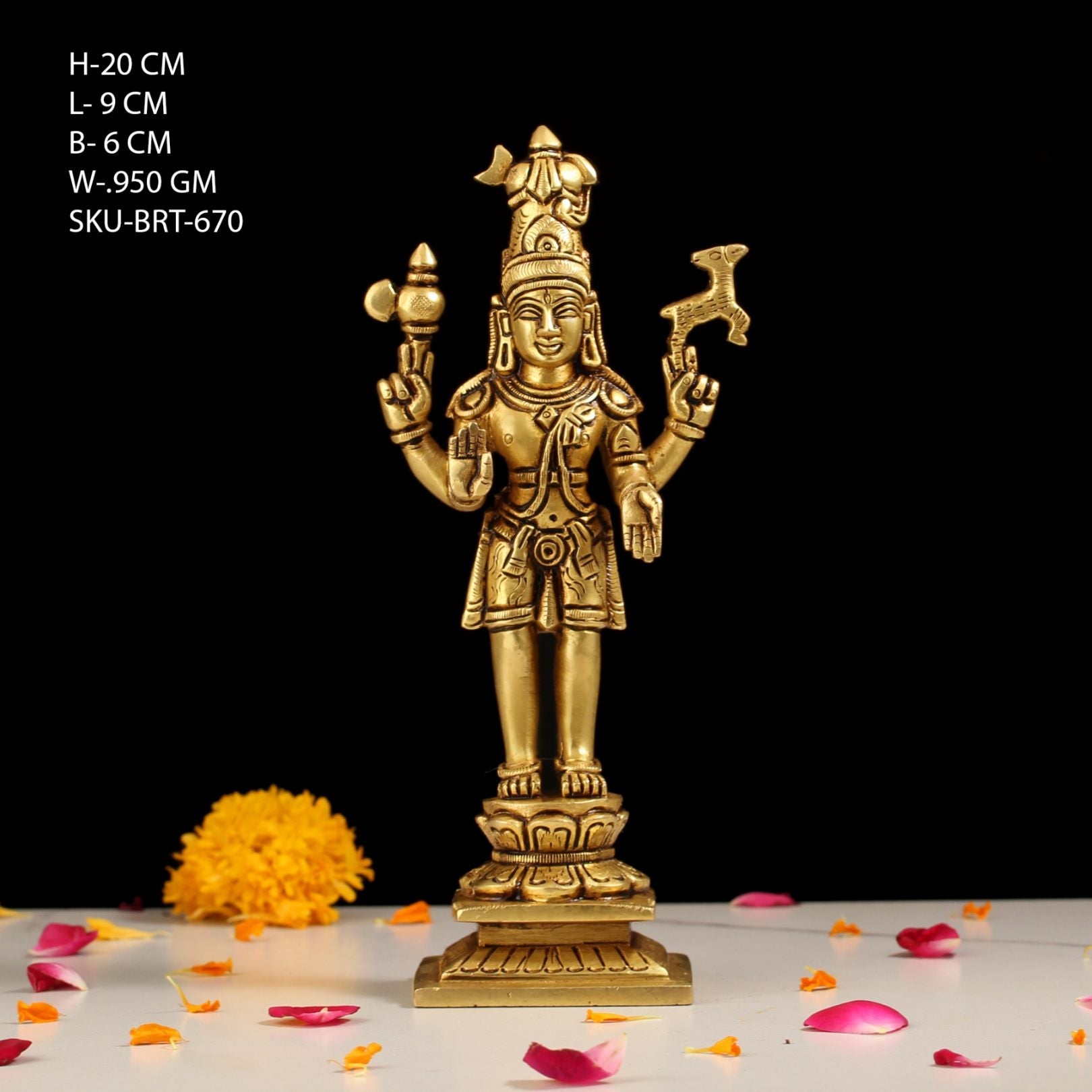 BRT-670-8 (8" BRASS SHIV STANDING ON BASE BRT)