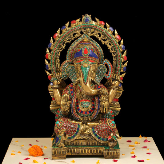 BRASS MEHRAV GANESH STONE WORK