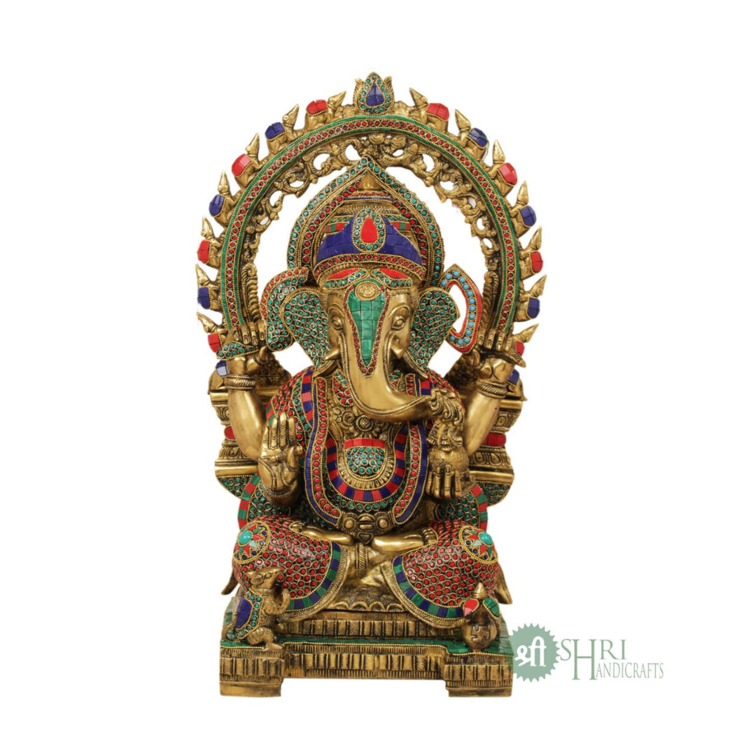 BRASS MEHRAV GANESH STONE WORK