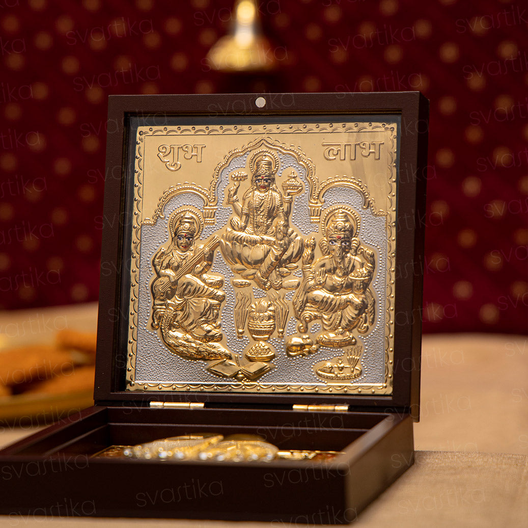 Ganesh Lakshmi Saraswati Pocket Temple (24 Karat Gold Coated) - By Trendia