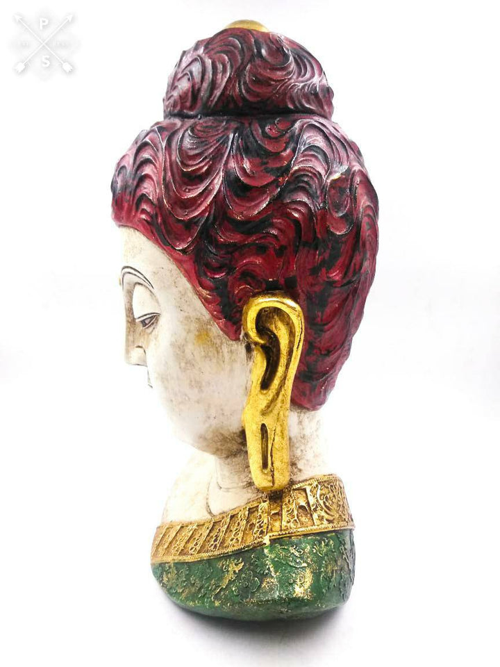 15" BUDDHA HEAD PAINTING ANTIQUE