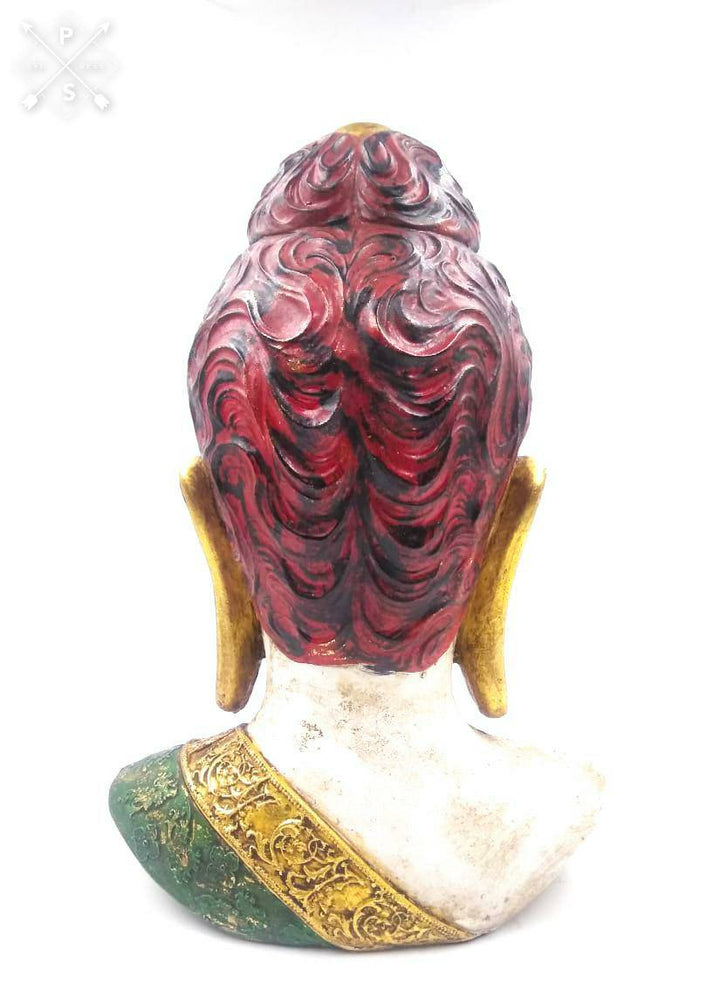 15" BUDDHA HEAD PAINTING ANTIQUE