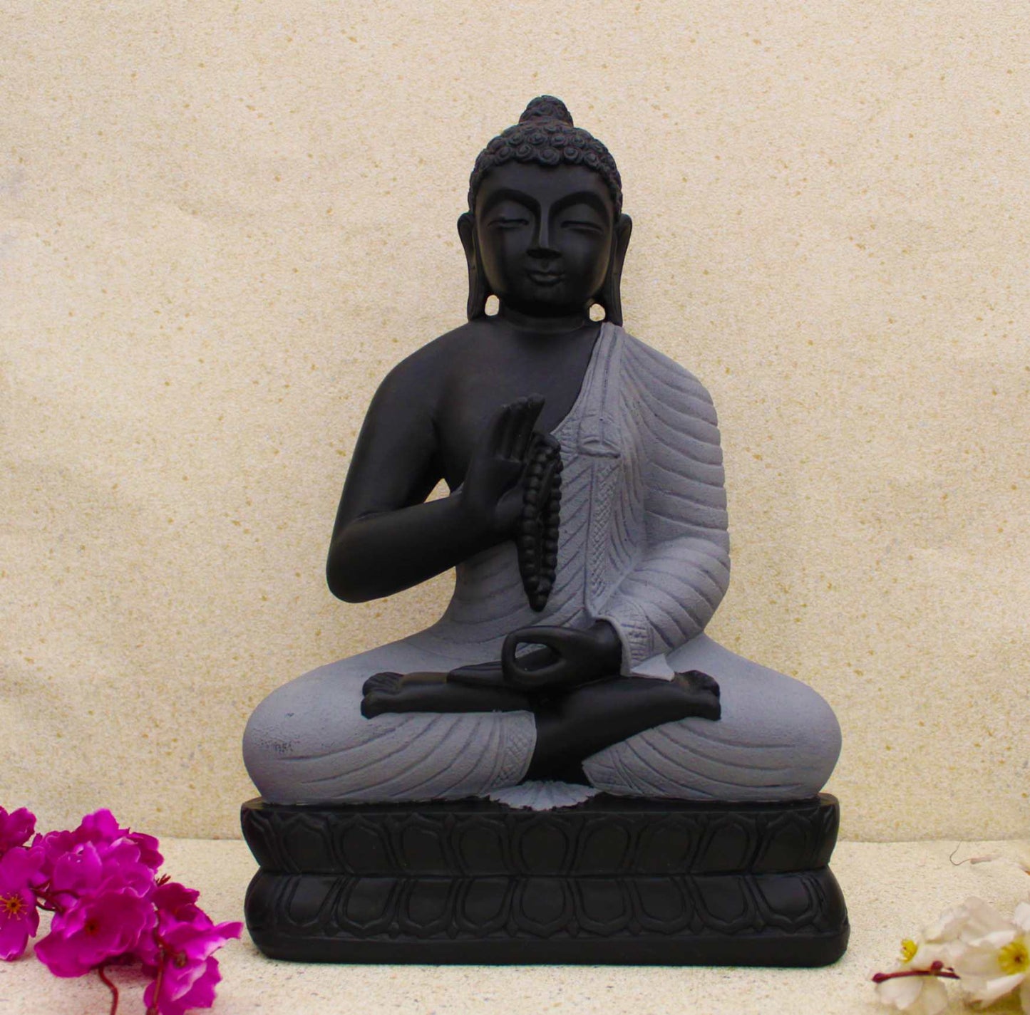 18" BUDDHA STONE FINISH MEDITATING