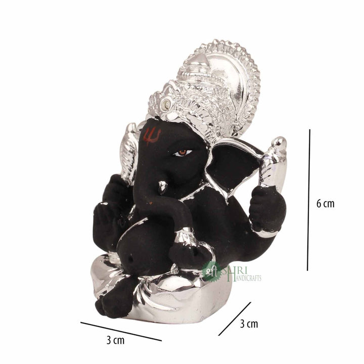 2.5" GANESH SITTING SILVER PLATTING