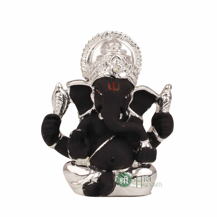 2.5" GANESH SITTING SILVER PLATTING