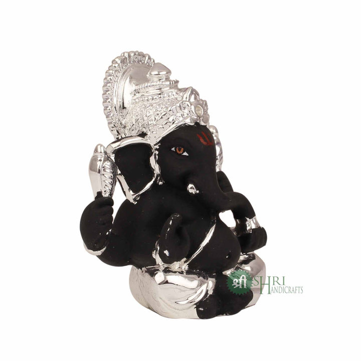 2.5" GANESH SITTING SILVER PLATTING