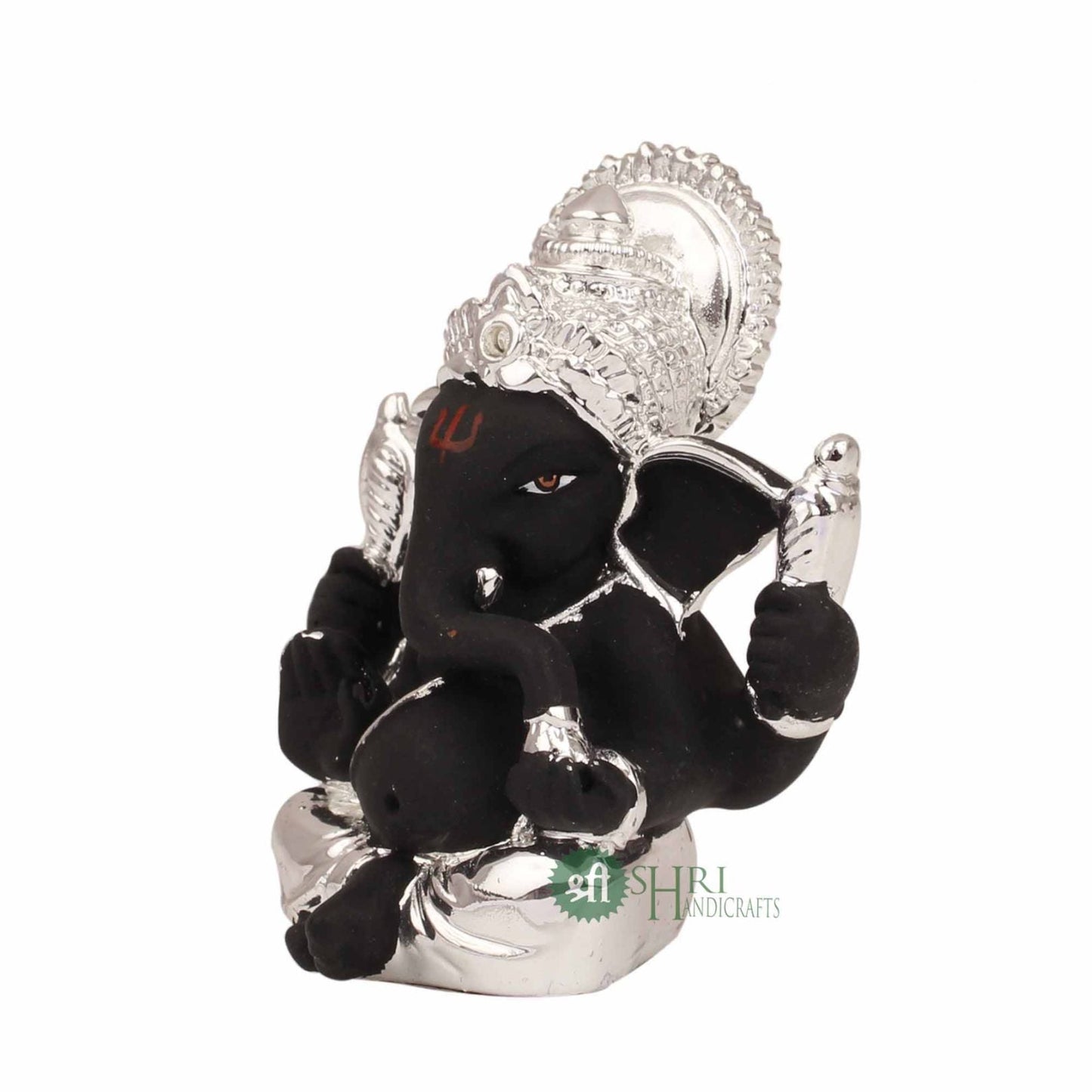 2.5" GANESH SITTING SILVER PLATTING