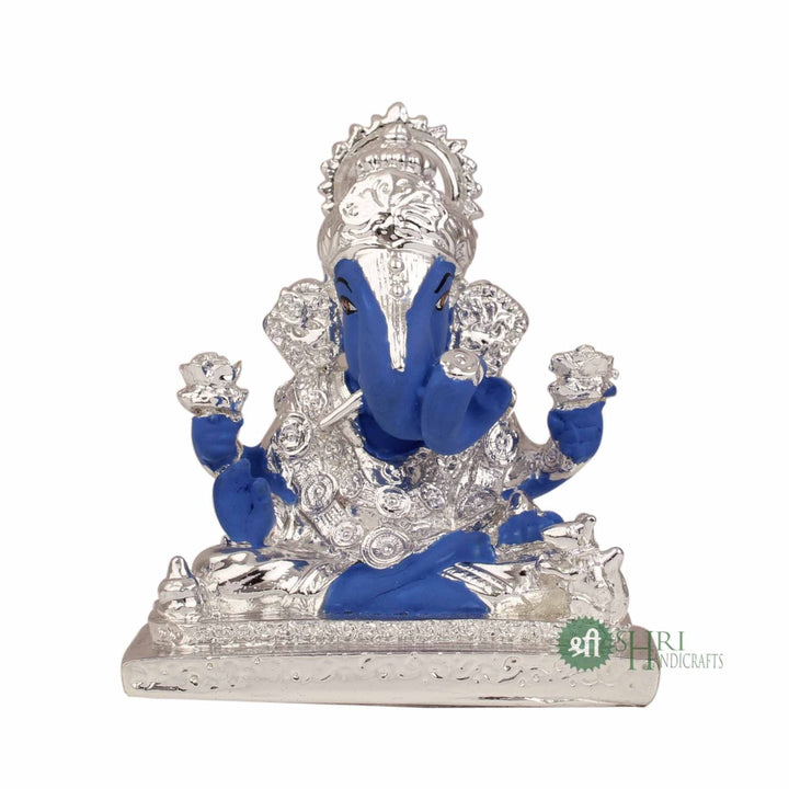 3.5" GANESH SITTING ON BASE SILVER PLATTING