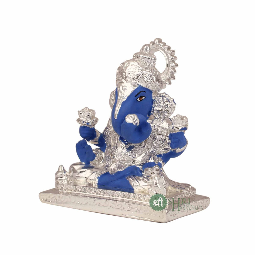 3.5" GANESH SITTING ON BASE SILVER PLATTING