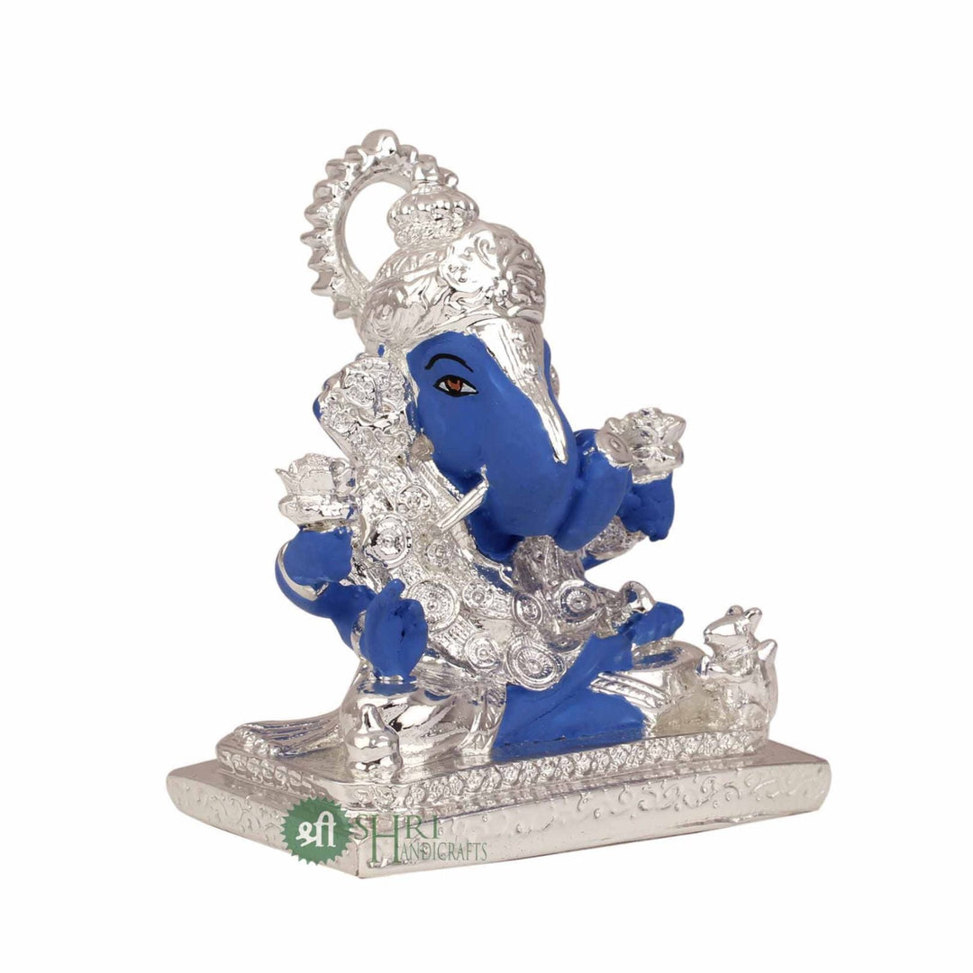 3.5" GANESH SITTING ON BASE SILVER PLATTING