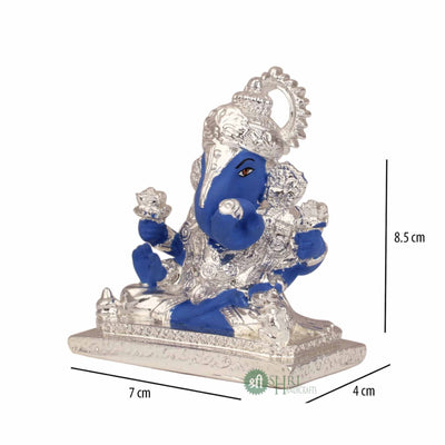 3.5" GANESH SITTING ON BASE SILVER PLATTING