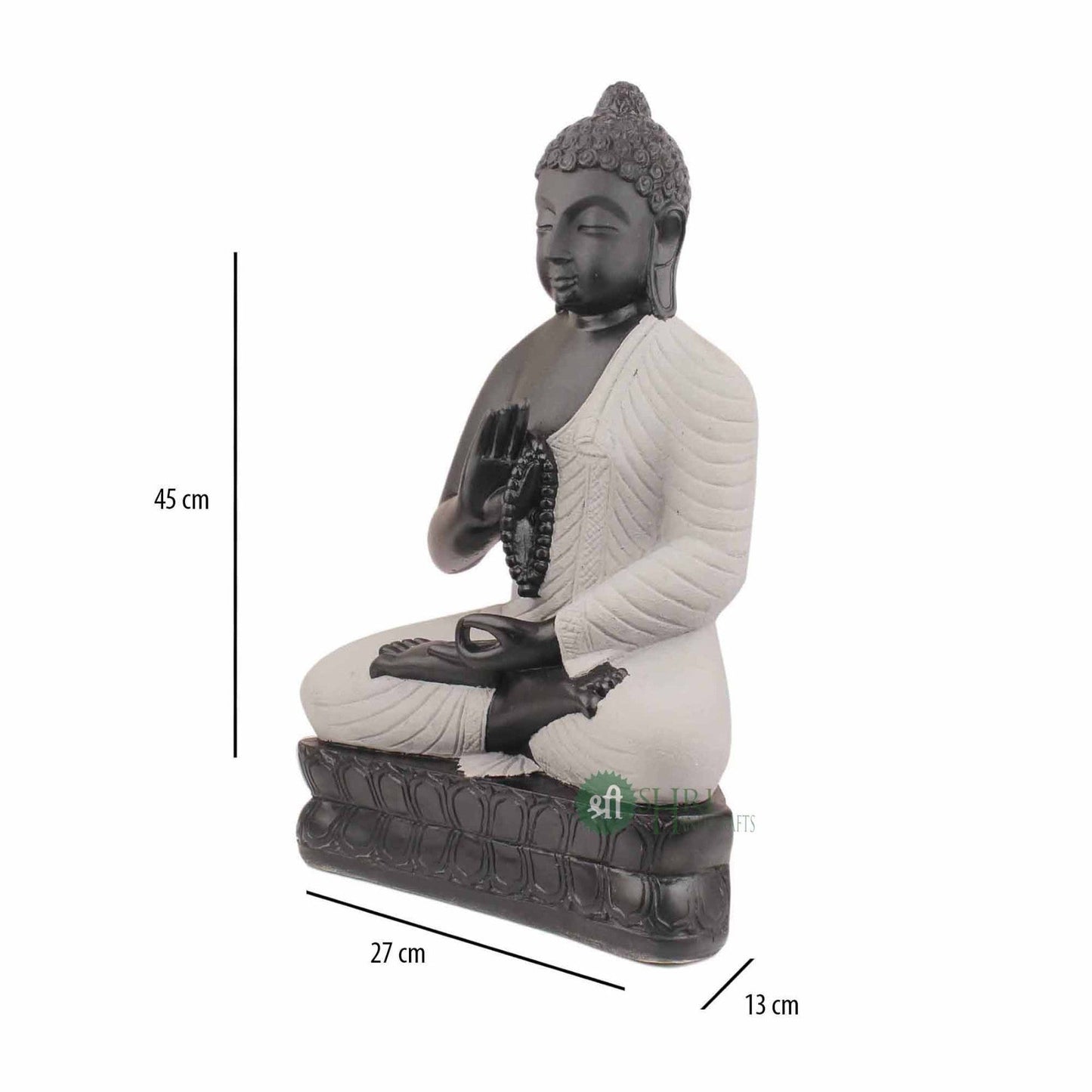 18" BUDDHA STONE FINISH MEDITATING