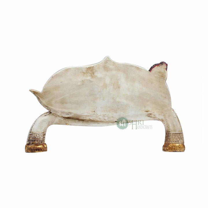 15". BUDDHA SLEEPING ON TUSK PAINTING ANTIQUE