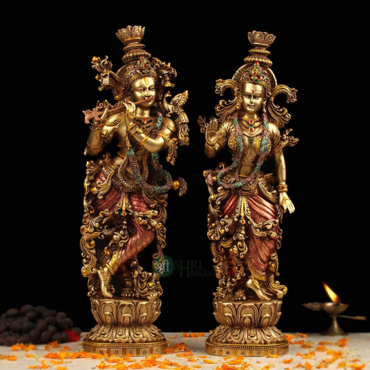 RADHA KRISHNA PAIR STANDING FINE METAL FINISH