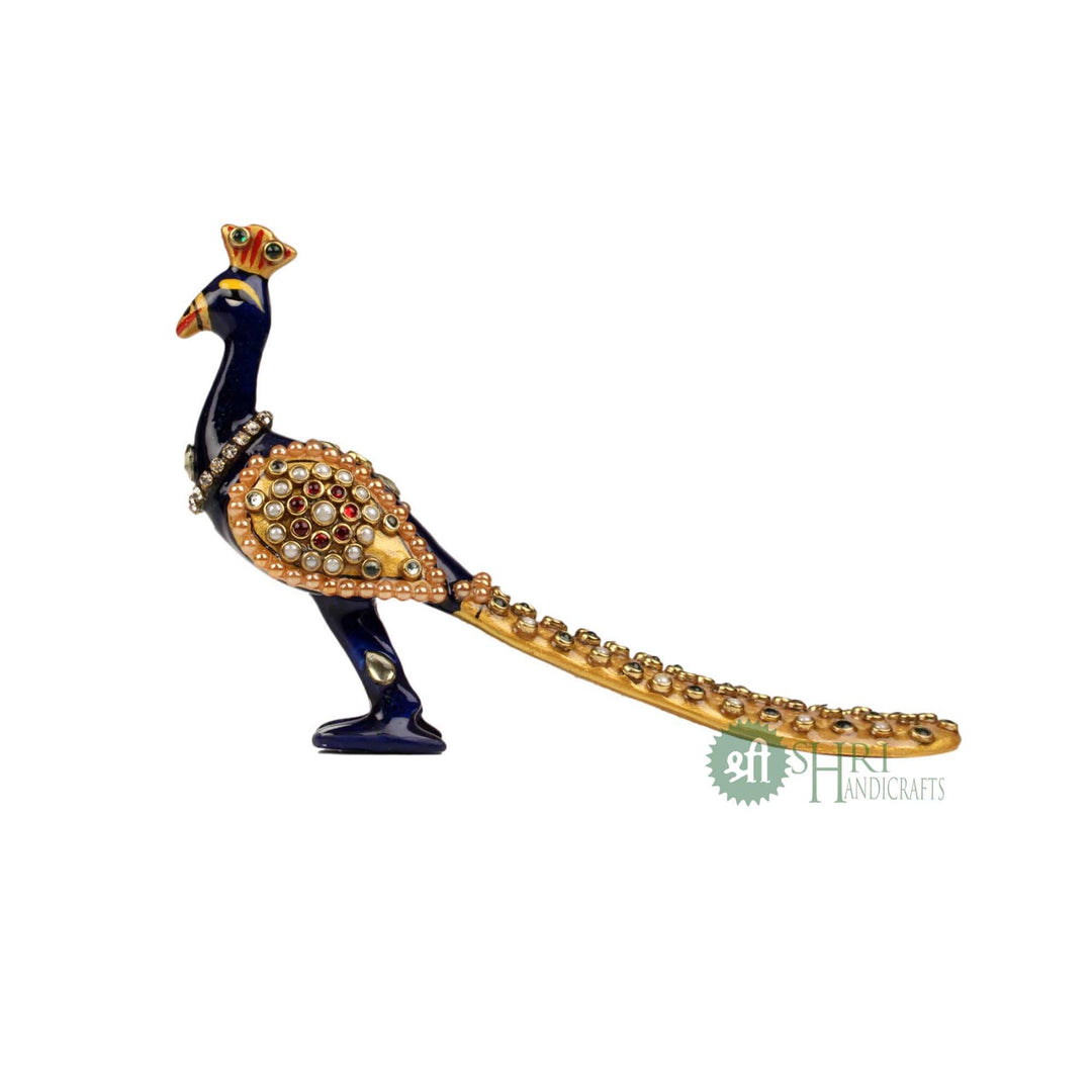 4" METAL PEACOCK STANDING JEWELLERY STONE PAINTING