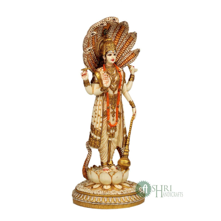 12" LORD VISHNU STANDING WITH SNAKE GOLD PAINTING