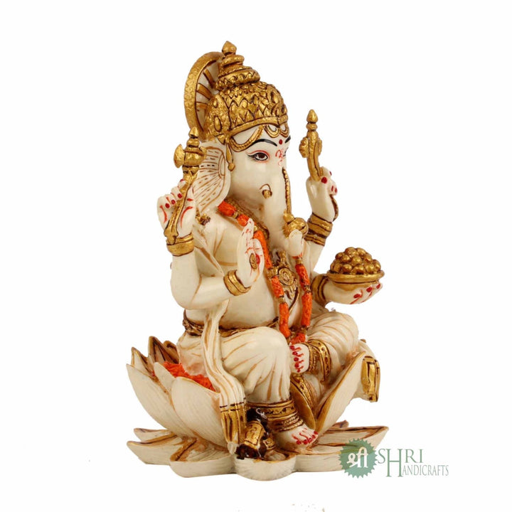 6.5" GANESHA SITTING ON LOTUS FINE GOLD PAINTING