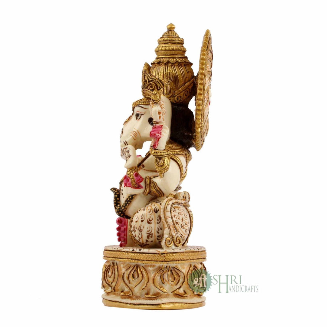 8" GANESHA ON BASE GOLD PAINTING SURYA