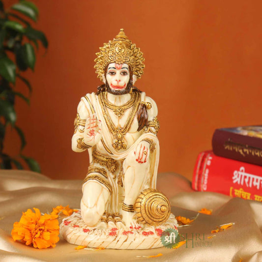 6.5" HANUMAN STATUE SITTING FINE GOLD PAINTING