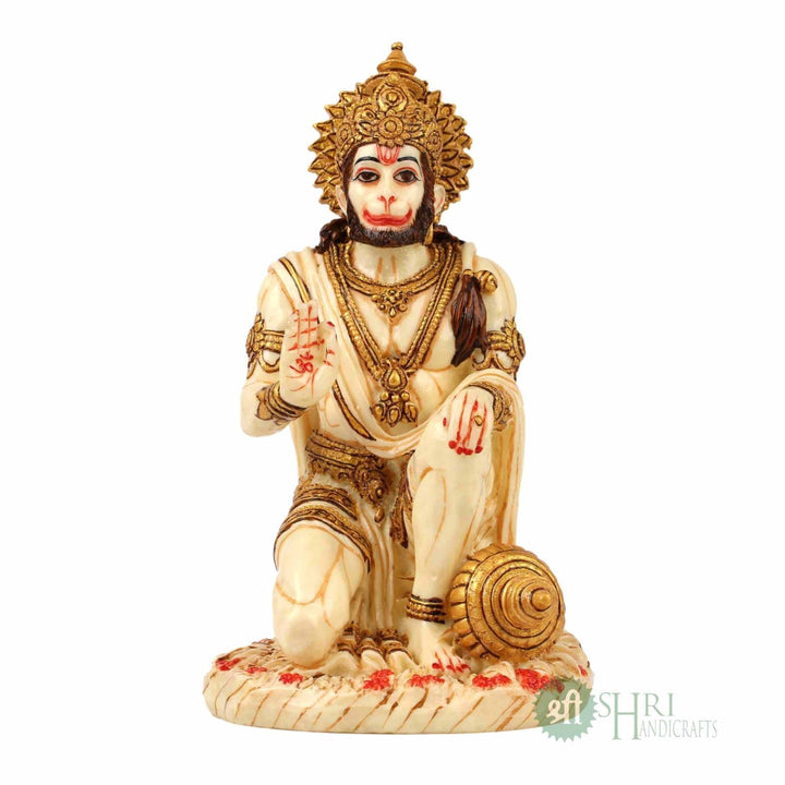 6.5" HANUMAN STATUE SITTING FINE GOLD PAINTING