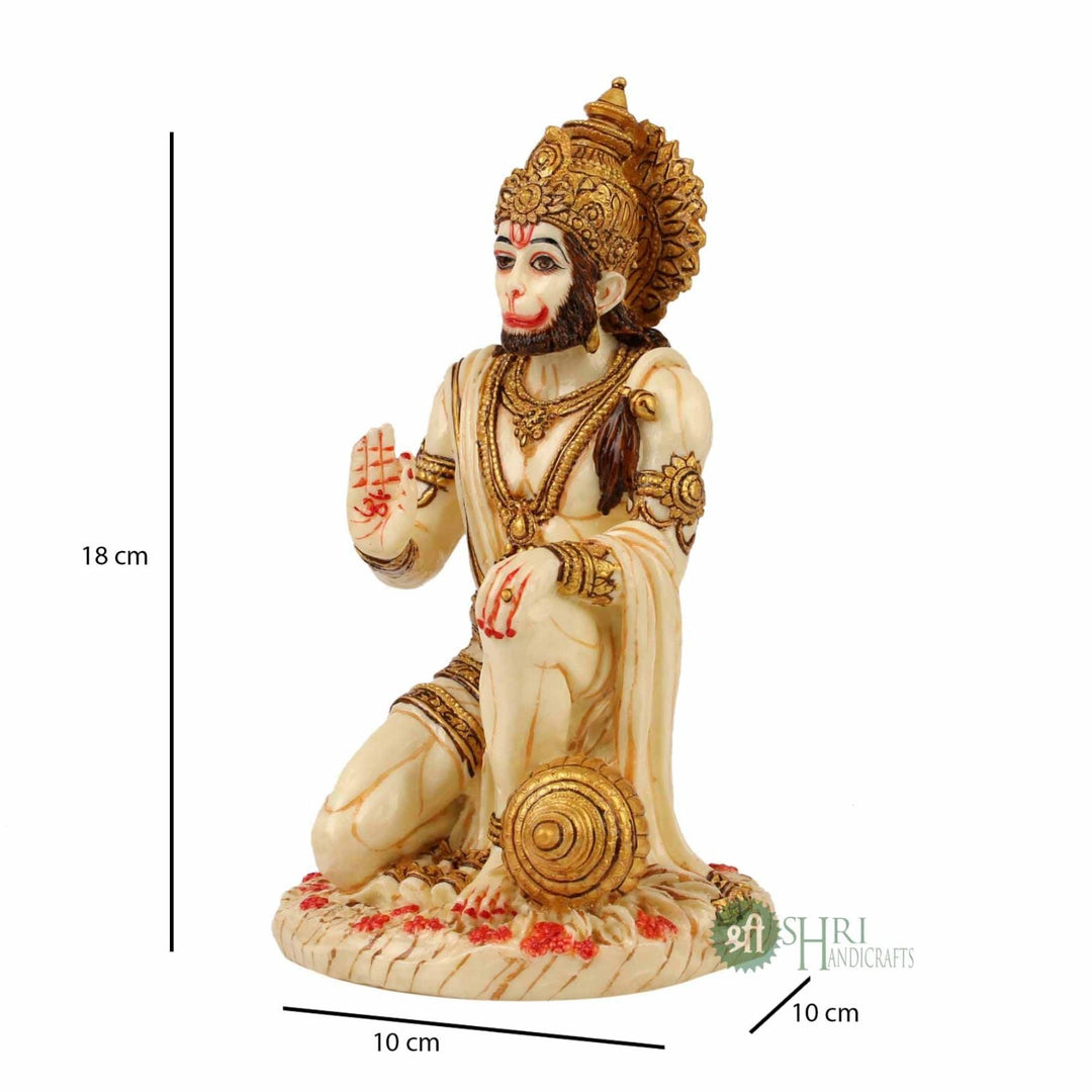 6.5" HANUMAN STATUE SITTING FINE GOLD PAINTING