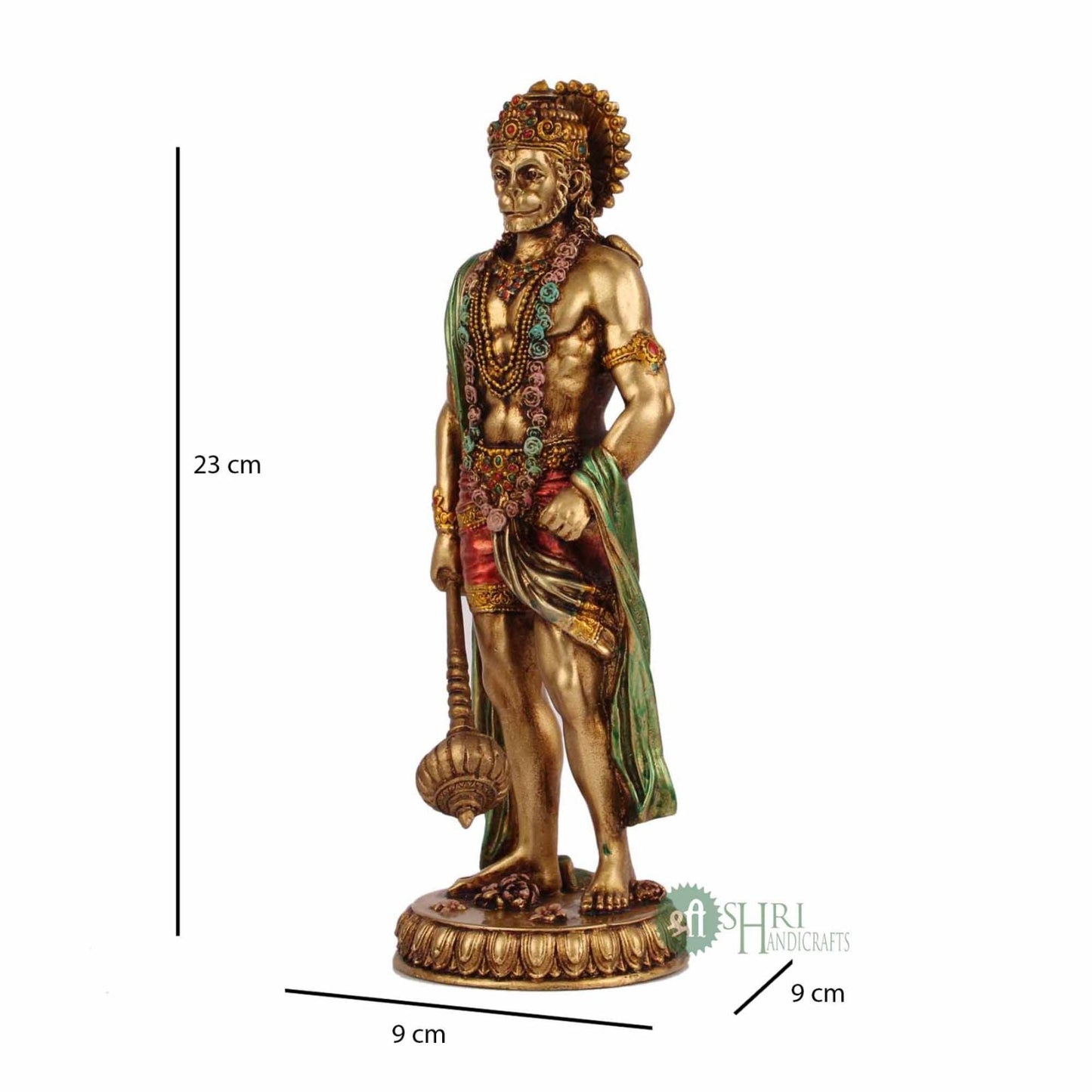 10" LORD HANUMAN STANDING METAL FINISH