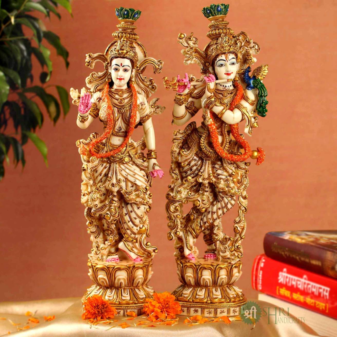 15". RADHA KRISHNA PAIR STANDING PAINTING SET