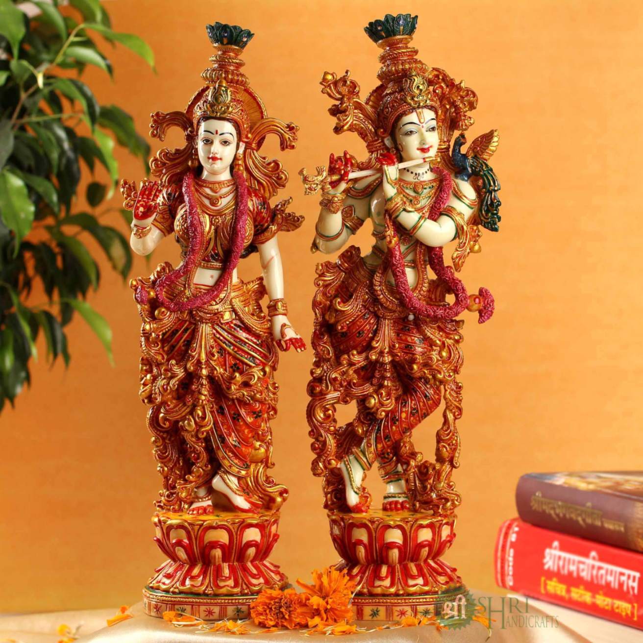 15". RADHA KRISHNA PAIR STANDING PAINTING SET