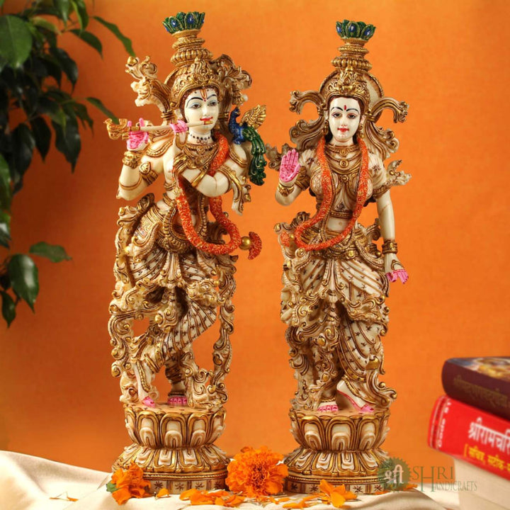 15". RADHA KRISHNA PAIR STANDING PAINTING SET