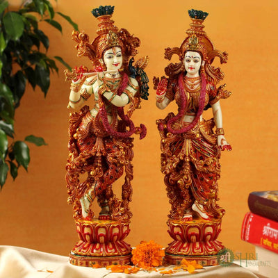 15". RADHA KRISHNA PAIR STANDING PAINTING SET