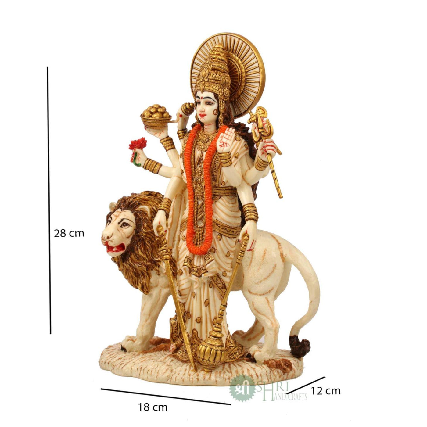 12" GODDESS DURGA STANDING FINE PAINTING