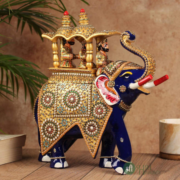 12" METAL AMBABARI UT JEWELLERY STONE PAINTING