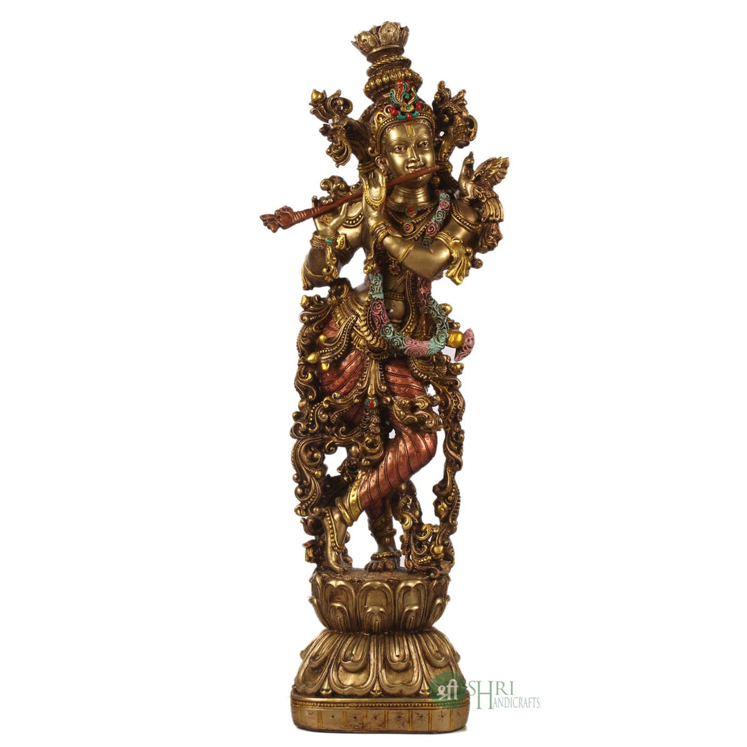 BIG KRISHNA STANDING FINE METAL FINISH