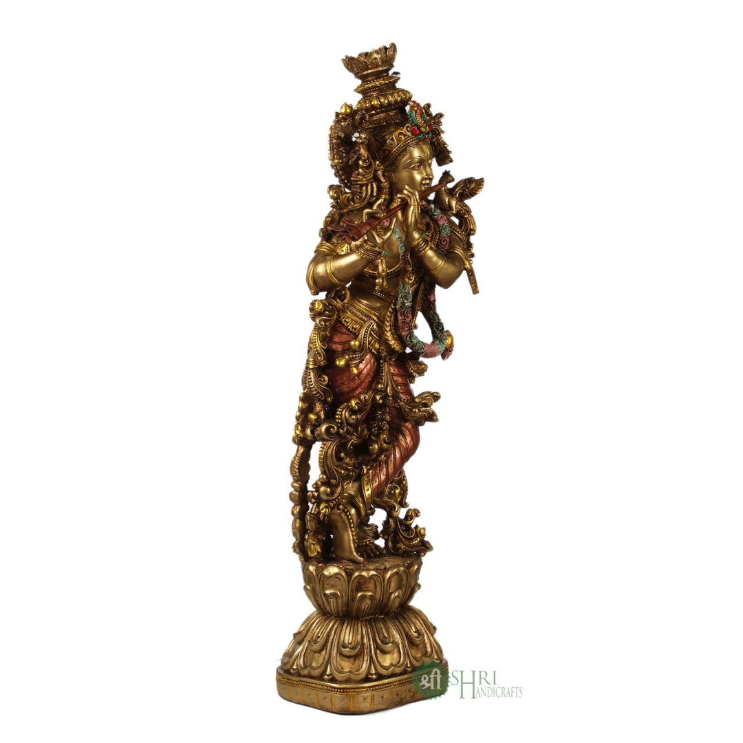 BIG KRISHNA STANDING FINE METAL FINISH