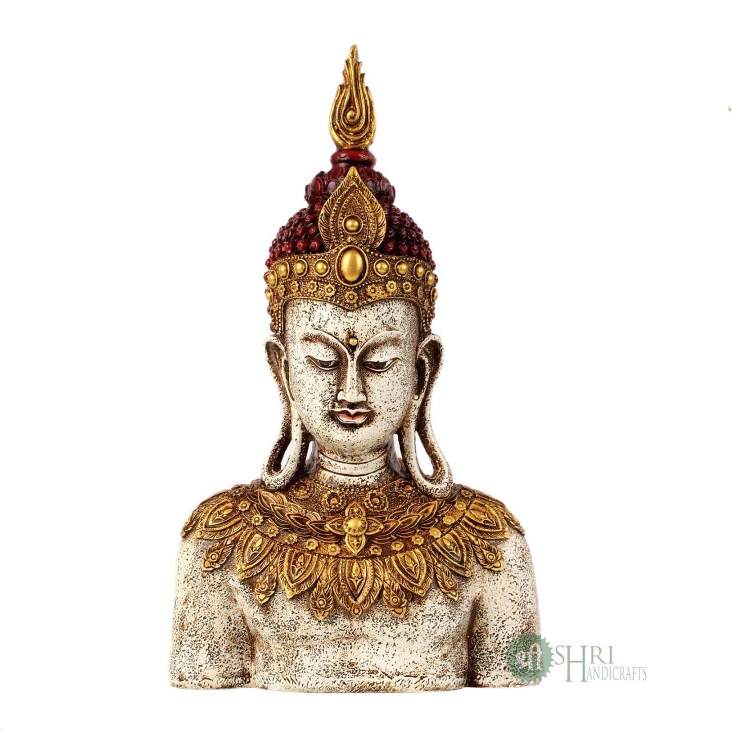 12" BUDDHA BUST CARVING PAINTING