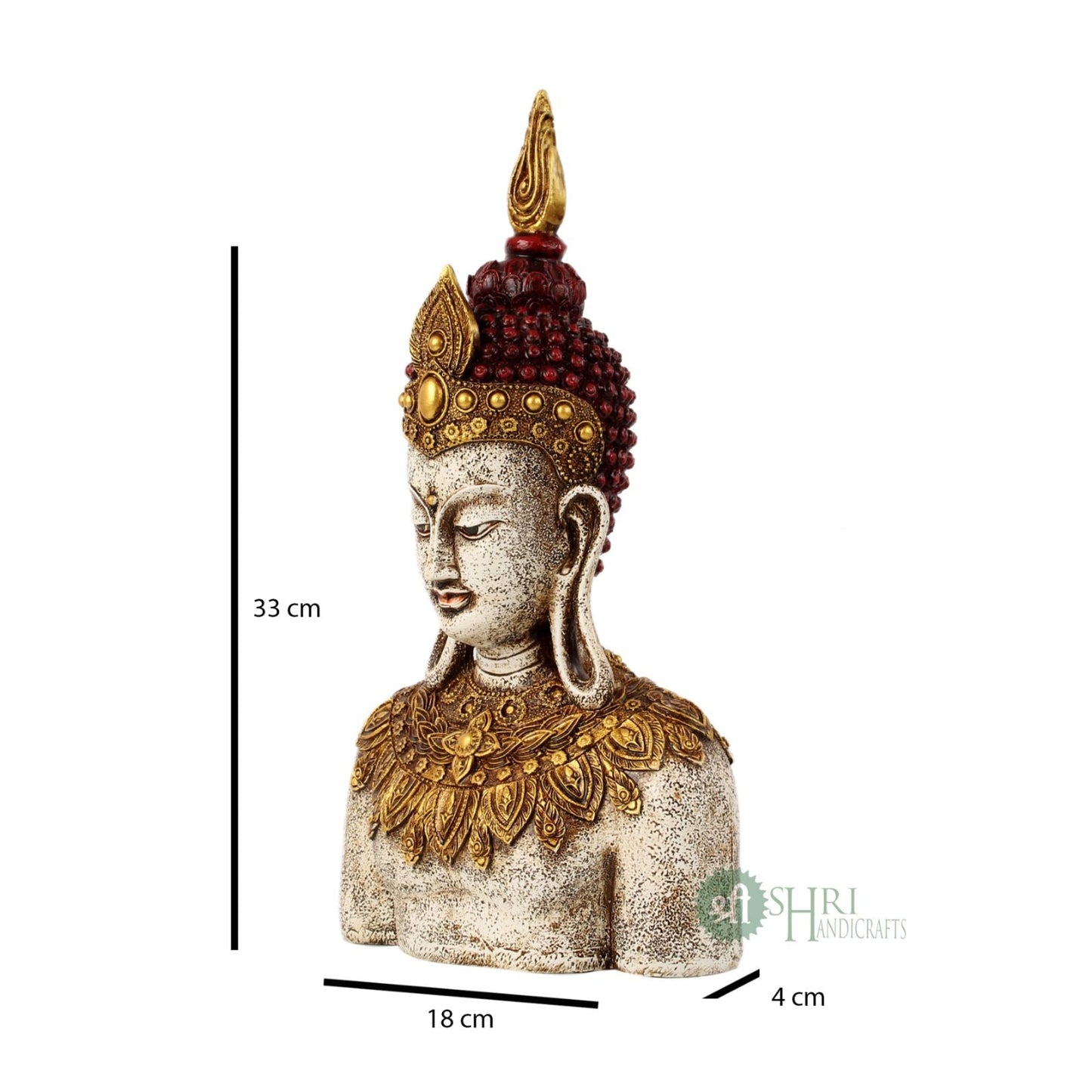 12" BUDDHA BUST CARVING PAINTING